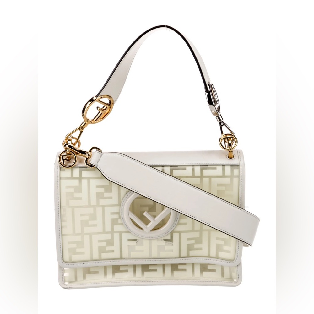 Fendi Zucca Vinyl & Leather Kan Shoulder Bag